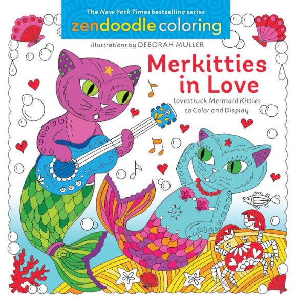 Zendoodle Coloring: Merkitties in Love: Lovestruck Mermaid Kitties to Color and Display