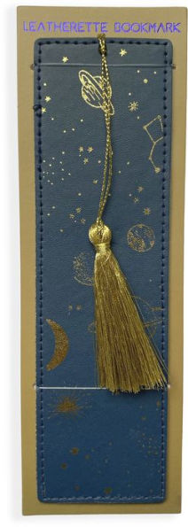 Celestial Leatherette Bookmark with Tassel Gold Accents