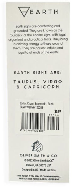 Zodiac Elements Charm Bookmark - Earth