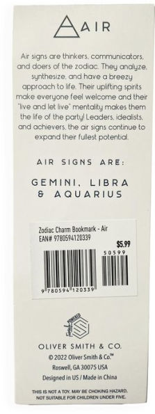 Zodiac Elements Charm Bookmark - Air