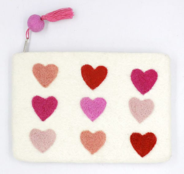 Multi-Colored Felt Heart Pouch