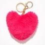 Pink Fuzzy Heart Keychain