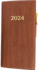 2024 Weekly Pocket Tan Bonded Leather w/pen Engagement Calendar