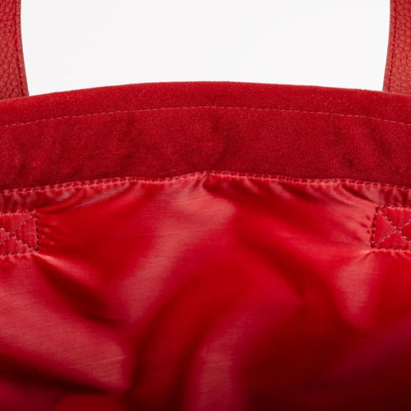 B&N Exclusive Red Quilted Velvet Tote