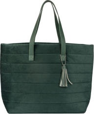 B&N Exclusive Green Quilted Velvet Tote