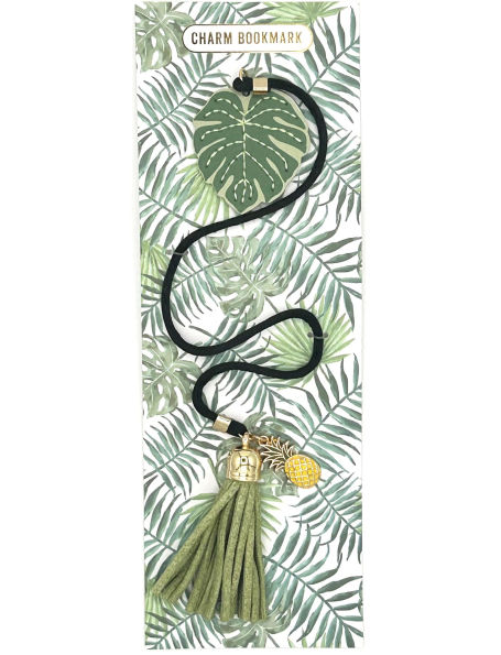 Leatherette Charm Bookmark Fern/Pinapple Charm