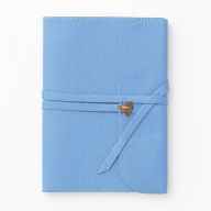 Title: 6x8 Avio Leather Journal with lace and Brass Bee ornament and IVORY edges