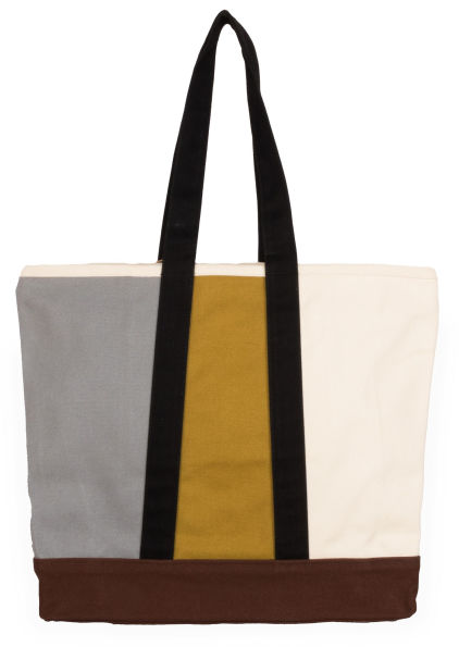 Color Block Deluxe Tote, 100% Organic Cotton Canvas with zipper opening