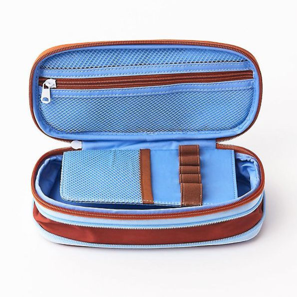 Blue Grid Expandable Pencil Case