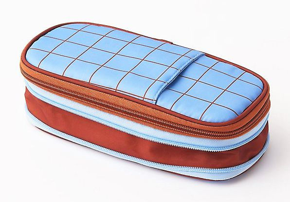 Blue Grid Expandable Pencil Case