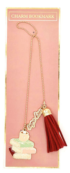 Charm Bookmark Cozy Vibes with Book Charm