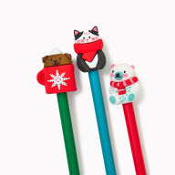 Title: Holiday Cozy Critter Pens, 3 styles assorted
