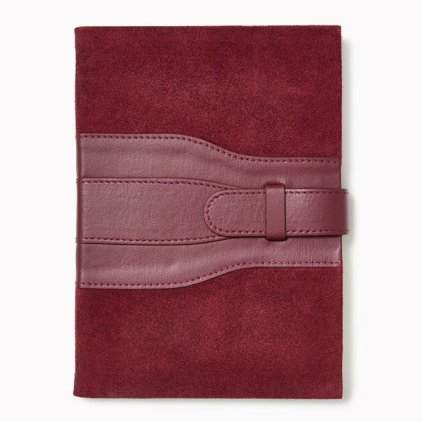 Burgundy Belted Suede Leather Journal