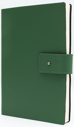 Green Leather Journal with Button Closure and Dotted pages