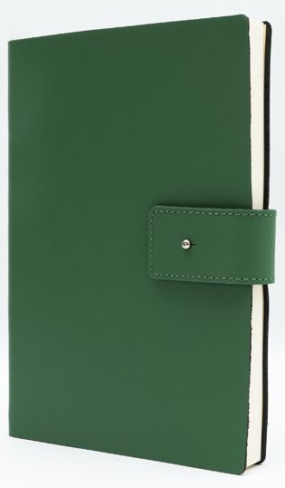 Green Leather Journal with Button Closure and Dotted pages