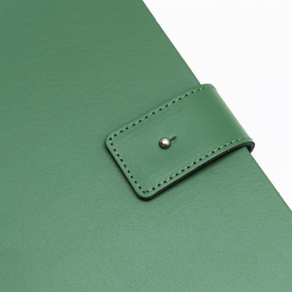 Green Leather Journal with Button Closure and Dotted pages