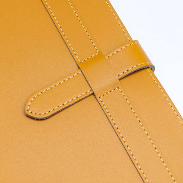 Yellow Leather Journal with Leather Flap Closure and Lined pages