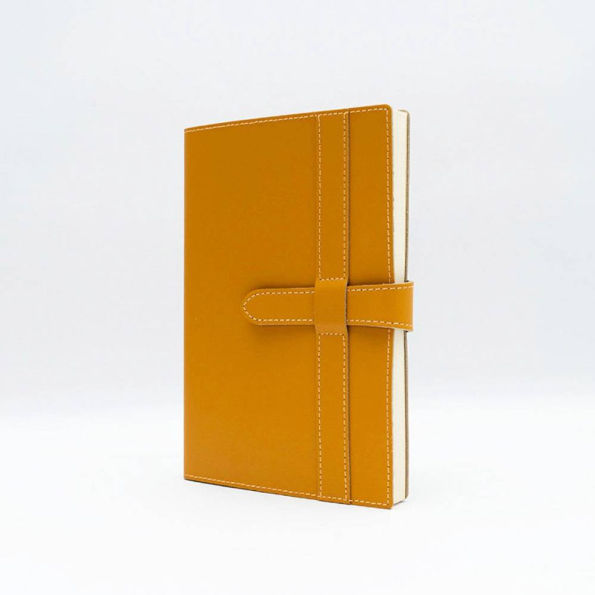 Yellow Leather Journal with Leather Flap Closure and Lined pages