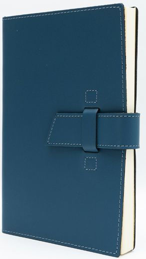 Blue Leather Journal with Leather Flap Closure and Lined Pages