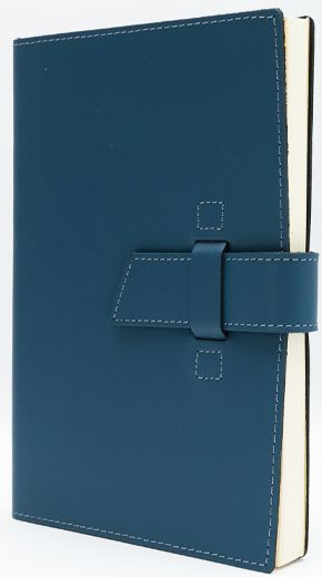 Blue Leather Journal with Leather Flap Closure and Lined Pages