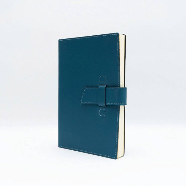 Blue Leather Journal with Leather Flap Closure and Lined Pages