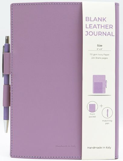 Purple Leather Journal with pen included and Blank Pages