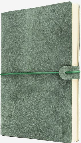 Sage Green Suede Journal with Green Band and Lined Pages