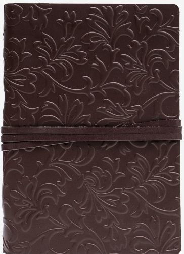 Wine Embossed Leather Journal with Tie Closure and Blank Closure