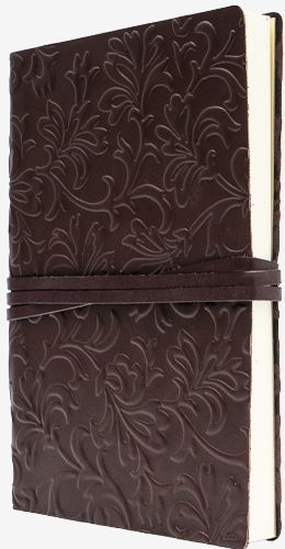 Wine Embossed Leather Journal with Tie Closure and Blank Closure