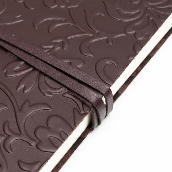 Wine Embossed Leather Journal with Tie Closure and Blank Closure