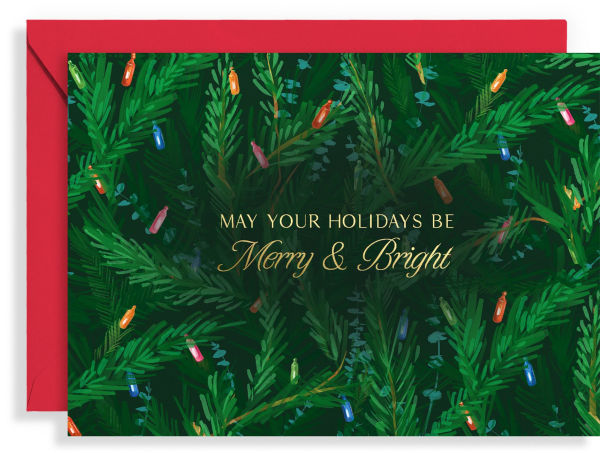 XMAS OFF/FOIL A6 Merry Bright String Lights FLD S/10