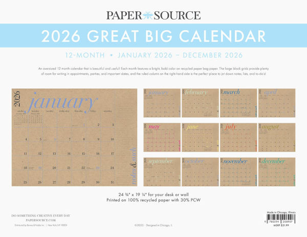 2026 Paper Source The Great Big Calendar