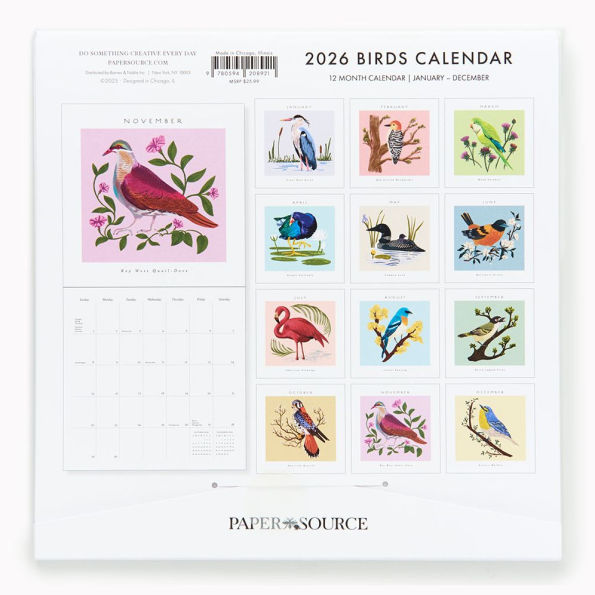 2026 Paper Source Birds Calendar