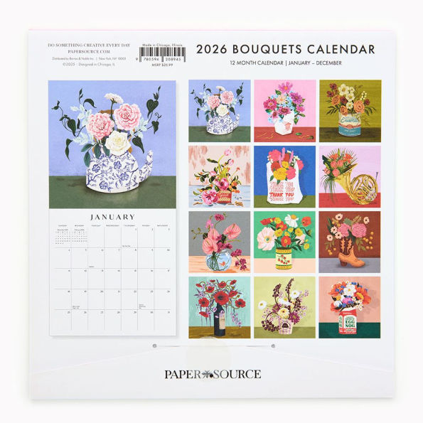 2026 Paper Source Floral Vase Calendar
