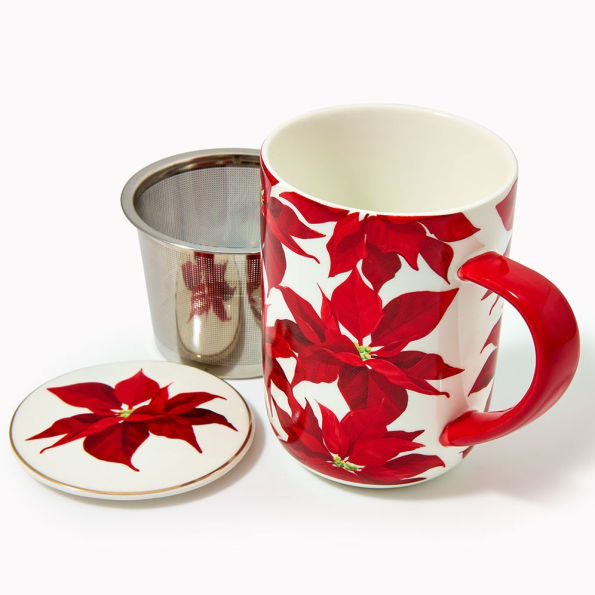 Poinsettia Steeping Lidded Mug