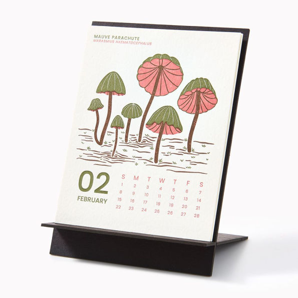 2026 Paper Source Mushroom Letterpress Desk Easel Calendar