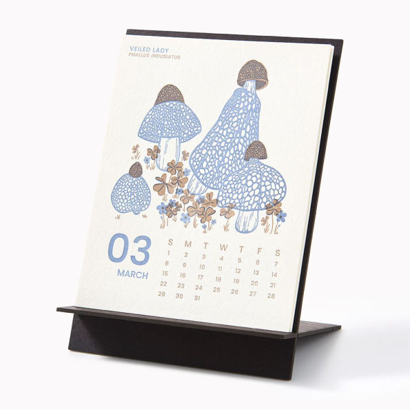 2026 Paper Source Mushroom Letterpress Desk Easel Calendar