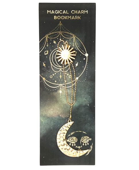 Celestial Hammered Metal Bookmark Magical Moon Star Burst