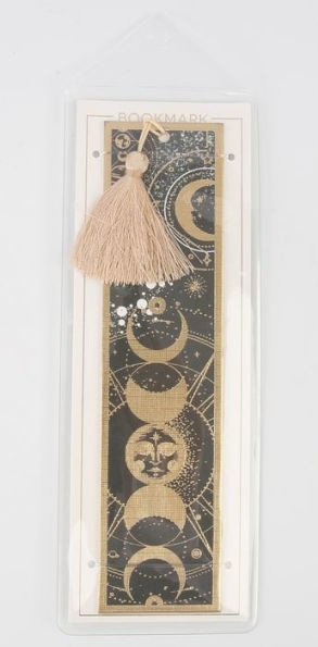 Linen Texture Paper Celestial Printed Bookmark Moon