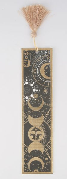 Linen Texture Paper Celestial Printed Bookmark Moon