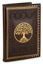 Tree of Life Brown Gold Stitched Italian Lined Leather Refillable Journal (6.5