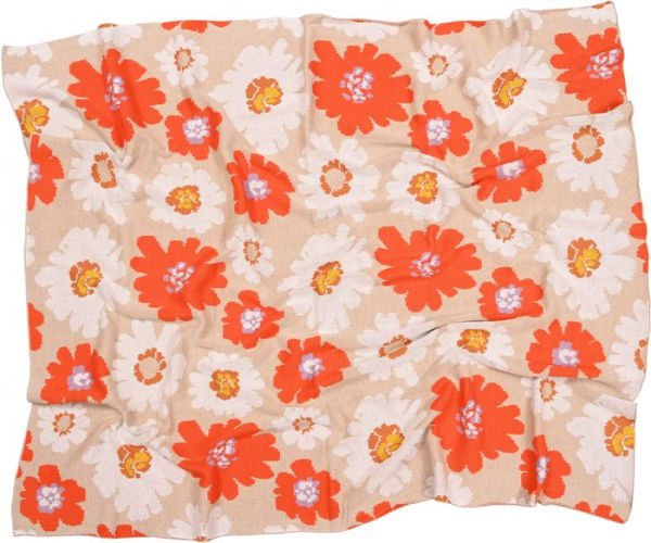 Graphic Floral Knitted Throw Blanket 50 x 60