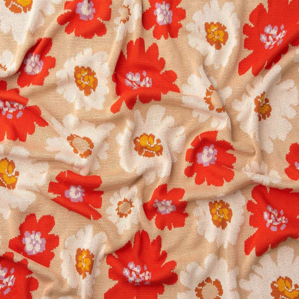 Bold Floral Knitted Throw Blanket