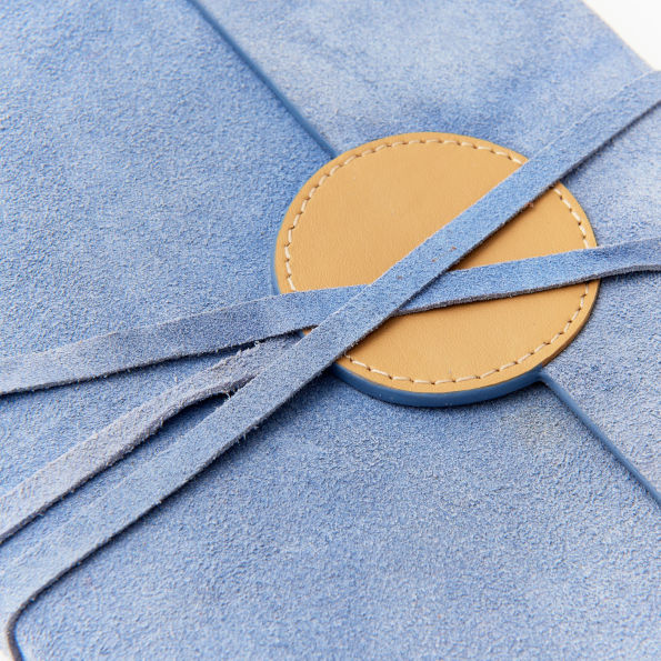 Periwinkle Suede Flap Journal with Round Leather Detail