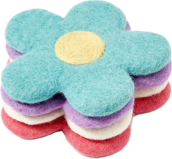 Felted Flower Coasters - Set of 4