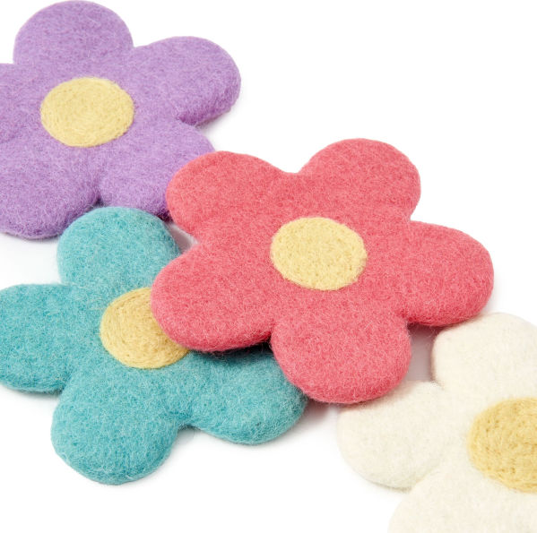 Felted Flower Coasters - Set of 4