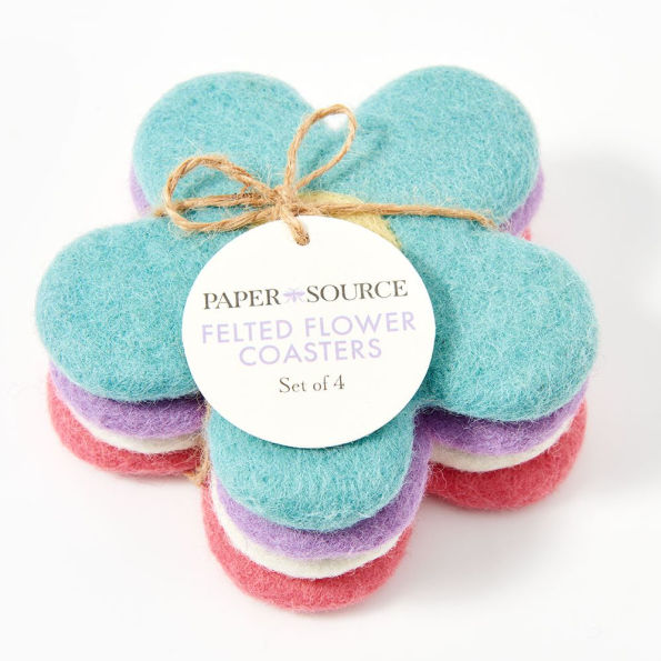 Felted Flower Coasters - Set of 4