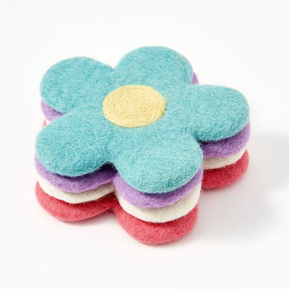Felted Flower Coasters - Set of 4