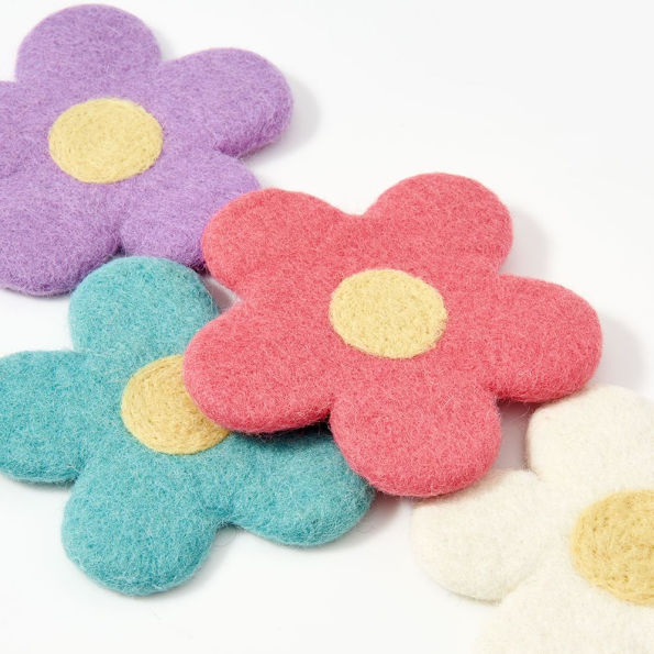 Felted Flower Coasters - Set of 4