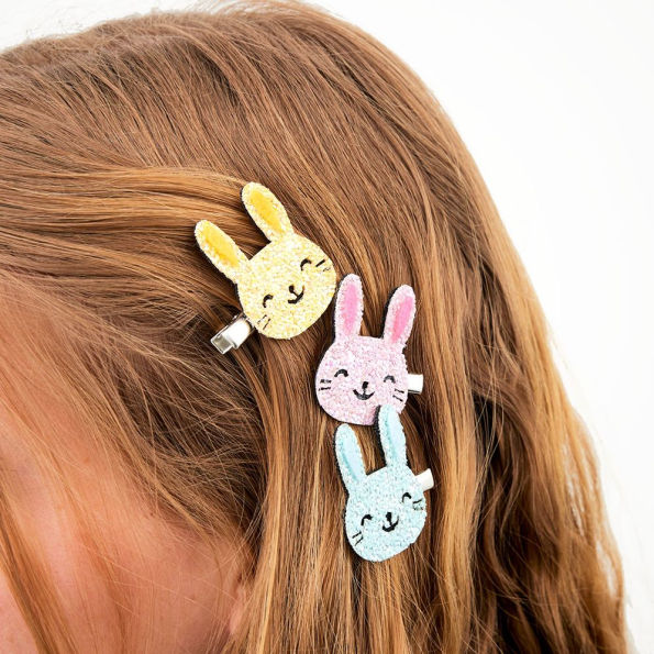 Glitter Bunny Hair Clips, Set of 3